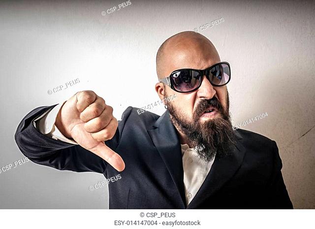bouncer with jacket and sunglasses