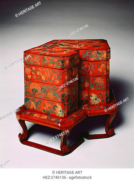 Tiered Food Box with Stand, late 18th Century. Creator: Unknown