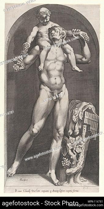 Speculum Romanae Magnificentiae: Bacchus on the Shoulders of a Satyr. Series/Portfolio: Speculum Romanae Magnificentiae; Artist: Cornelis Cort (Netherlandish