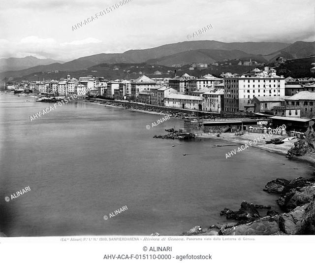 Panorama of Sanpierdarena, seen from the Lighthouse of Genoa, shot 1915-1920 ca. by Alinari, Fratelli