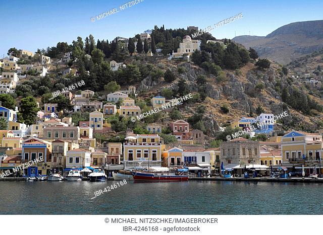 The port of Sými, island of Sými, Rhodes, Dodecanese, Greece