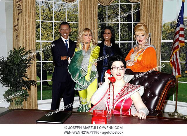 Broadway's 'Mamma Mia' cast unveil ABBA wax figures at Madame Tussauds Featuring: Barack Obama wax figure, Judy McLane, Michelle Obama wax figure