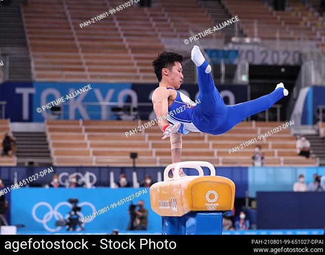 01 August 2021, Japan, Tokio: Gymnastics: Olympics, men's side horse, final at Ariake Gymnastics Centre. Lee Chih Kai from Taiwan in action