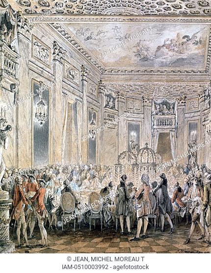 Feast at Louveciennes', 1771  Feast given by Madame du Barry 1743-93 for Louis XV on 2nd September 1771 at the inauguration of the Pavillon at Louveciennes...