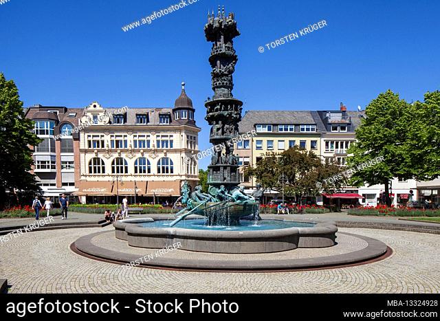 Görresplatz with history column, Koblenz, Rhineland-Palatinate, Germany, Europe