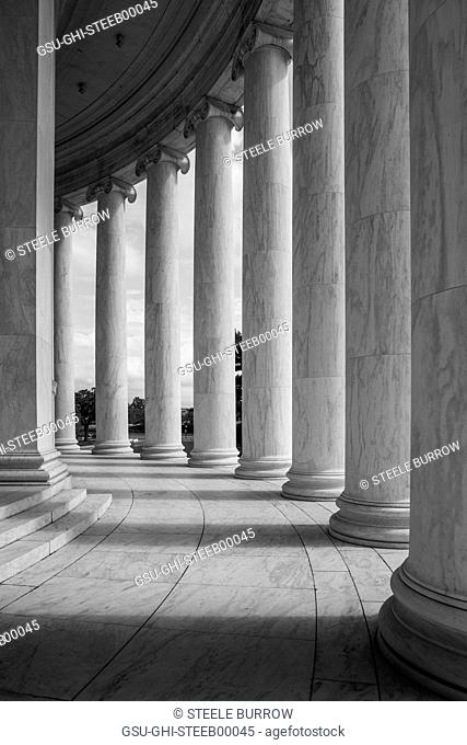 Curved Row of Columns Inside Jefferson Memorial, Washington, DC, USA