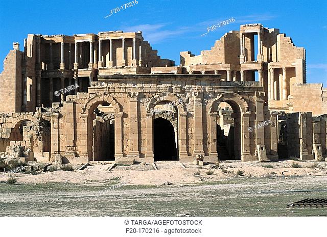 Roman theatre, ruins of the ancient city of Sabratha. Libya