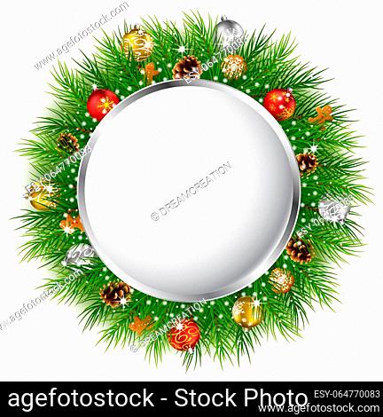 Christmas greeting card with Christmas wreath