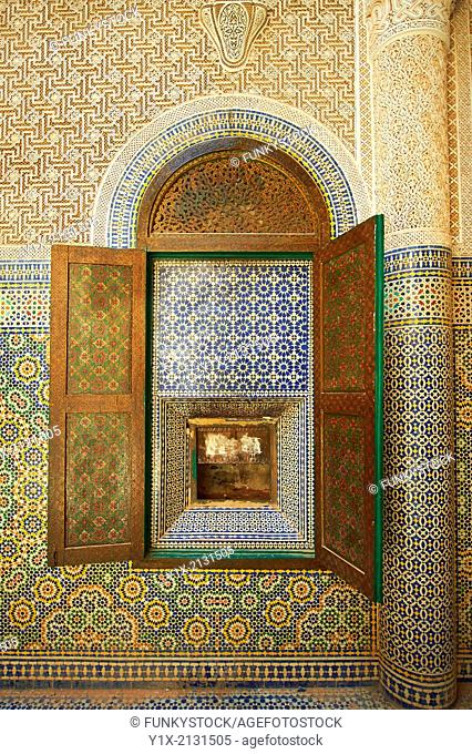 Berber Zellige decorative tiles inside the Riad of the Kasbah Telouet, Atlas Mountains, Morocco