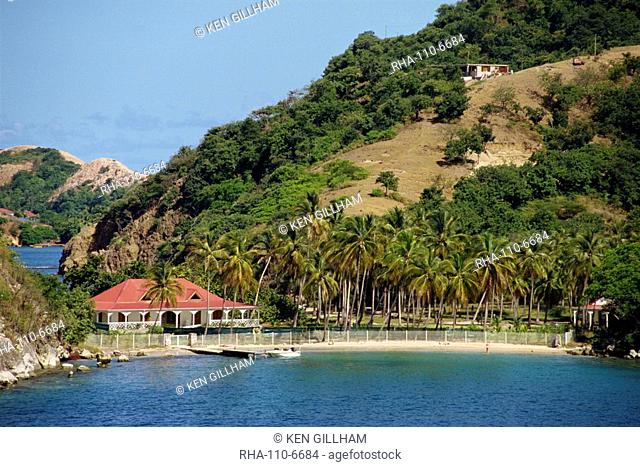 House on a private beach, Terre de Haut, Guadeloupe, Leeward Islands, West Indies, Caribbean, Central America