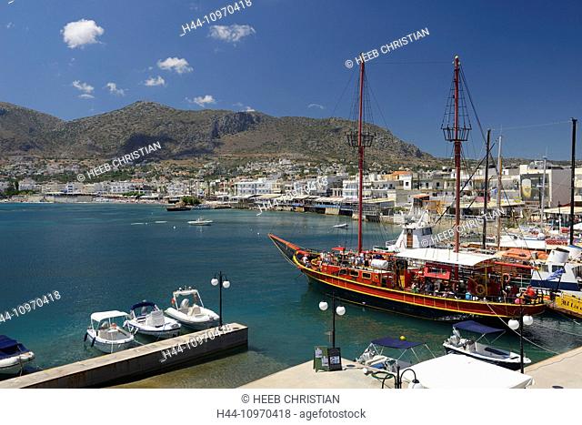 Europe, Greece, Greek, Crete, Mediterranean, island, Limenas Chersonissou, harbour, harbour, coast, tourism, boat