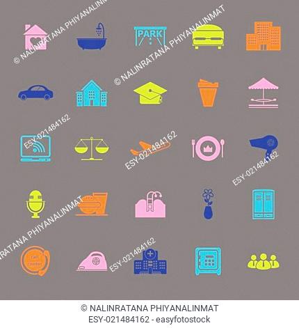 Hospitality business color icons on gray background