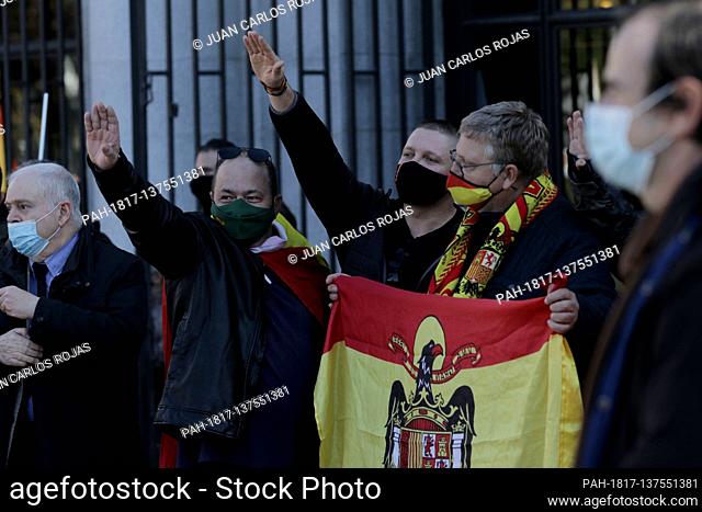 Madrid, Spain; 22/11/2020.- Tribute to the coup general Francisco Franco on the anniversary of his death on 20/11/1975, the Spanish Catholic Movement party...