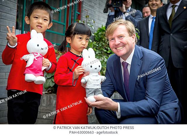King Willem-Alexander of The Netherlands visitS the Hutong Dashilar area in Beijing, China, 26 October 2015. The King and Queen visit the Dutch pavilion and get...