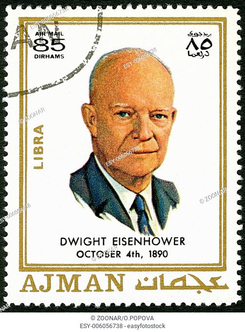 AJMAN - 1970: shows Dwight David Eisenhower (1890-1969)