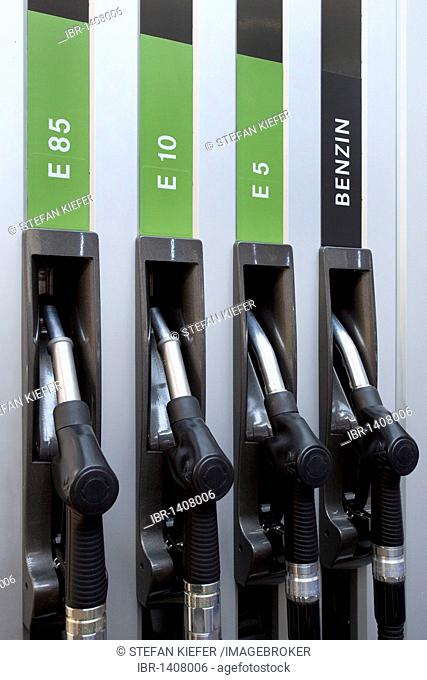 Petrol pump with bioethanol E85, E10, E5, and gasoline at the 63. Internationale Automobilausstellung International Motor Show IAA 2009 in Frankfurt, Hesse