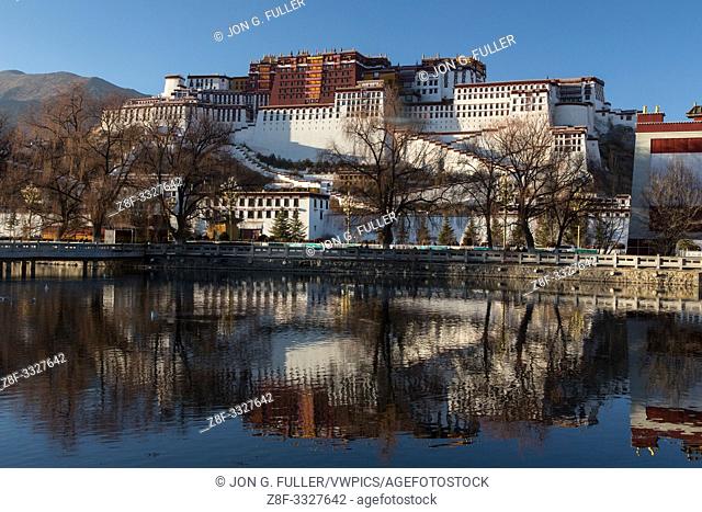 The Potala Palace was founded about 1645 A. D. and was the former summer palace of the Dalai Lama and is a part of the Historic Ensemble of the Potala Palace