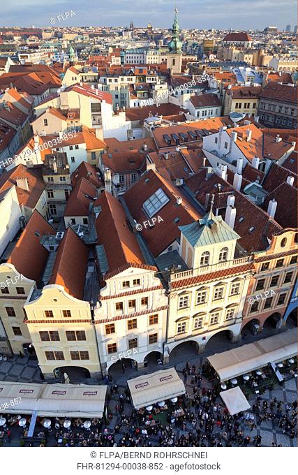 View of city square and buildings, Old Town, Prague, Czech Republic, march
