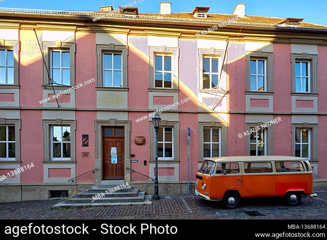 Tax office, former office building, front door, house facade, facade, architecture, old, Haßberge, Ebern, Franconia, Bavaria, Germany, Europe