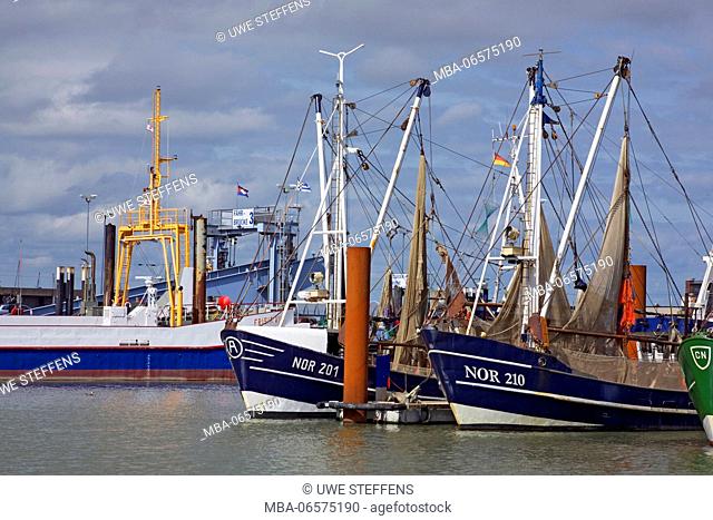 Fishing and ferry harbour Norddeich in East Friesland