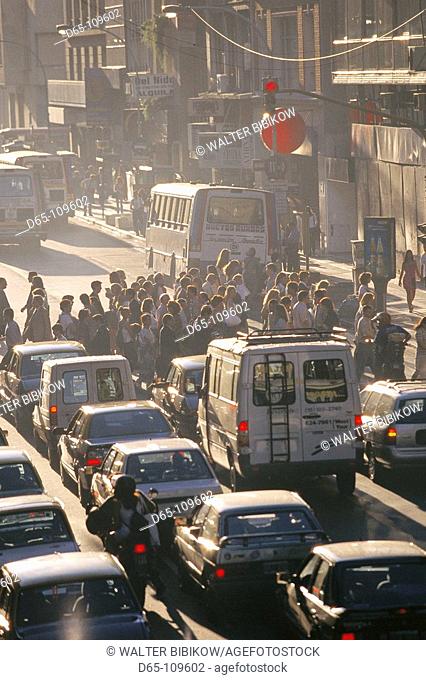 Pedestrian rush hour traffic at Cordoba and Florida Avenue, Buenos Aires. Argentina