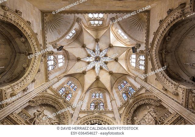 Interior of Famous Landmark gothic cathedral in Burgos, Spain
