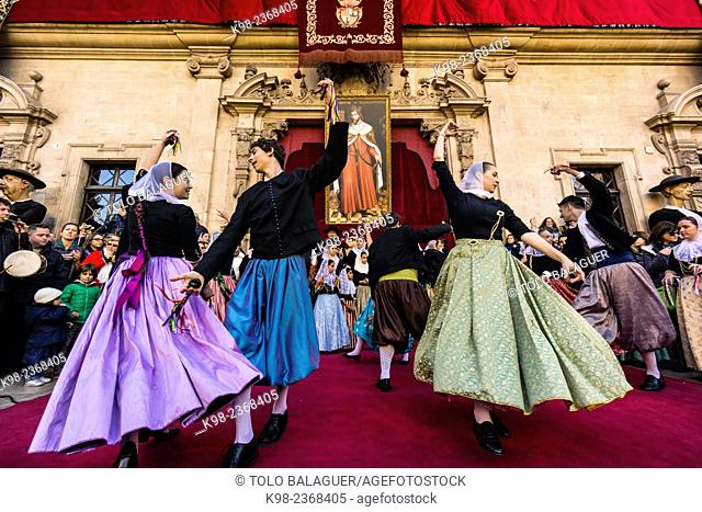 La Colcada de Pere d’Alcantara Penya, dancing traditional boleros, Festa De L'Estandart, civic-religious festival in the Christian conquest of the city is...