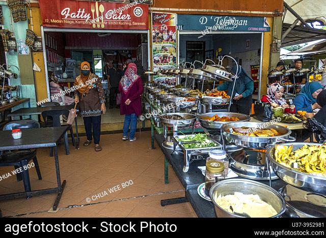 Telaga Air Seafoods stalls, Matang, Sarawak, East Malaysia, Borneo