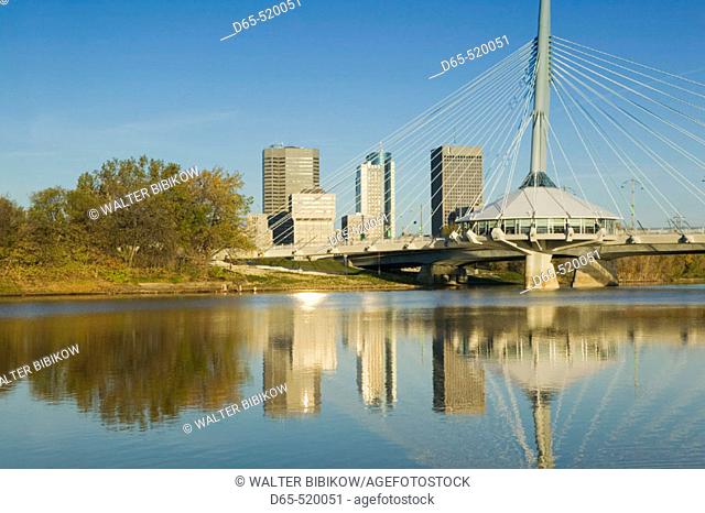 Esplanade Riel Pedestrian Bridge. Morning. Winnipeg. Manitoba. Canada