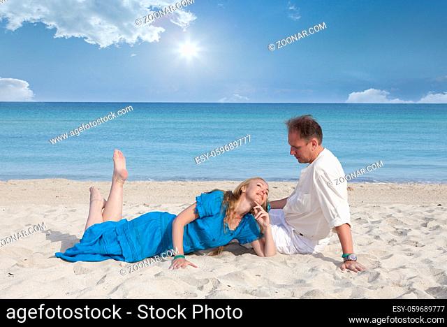 the loving couple on the seashore, Cuba, Varadero