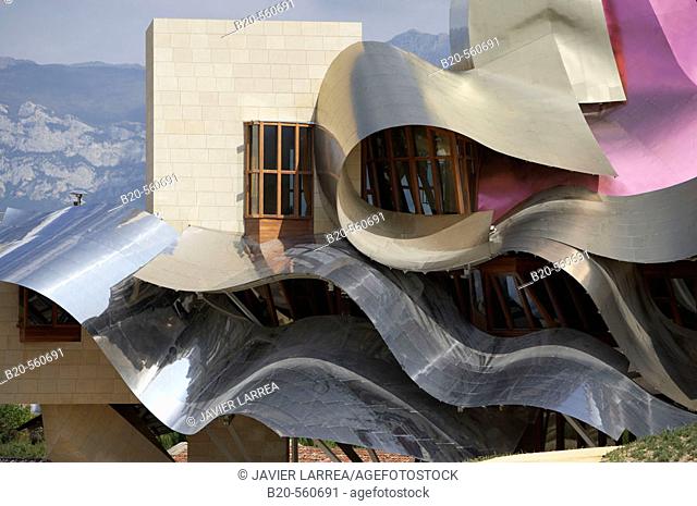 Ciudad del Vino, Herederos de Marques de Riscal winery building by Frank O. Gehry. Elciego, Rioja alavesa. Alava, Euskadi, Spain