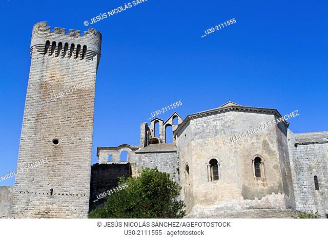 Montmajour Abbey, near Arles. Arles district, Bouches-du-Rhône department, Provence-Alpes-Côte d'Azur region, France, Europe