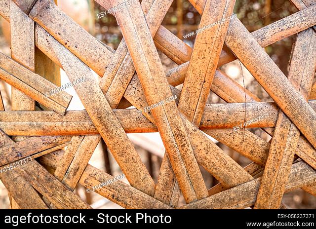 brown and yellow rattan texture background with nobody