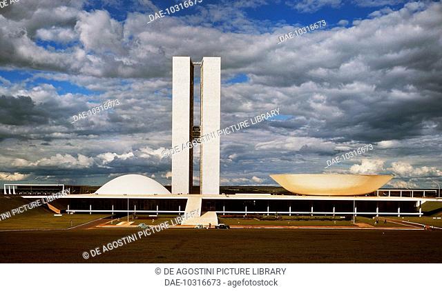 Square of the Three Powers and the National Congress (Congresso Nacional, 1958), designed by architect Oscar Niemeyer, Brazil (Unesco World Heritage List, 1987)