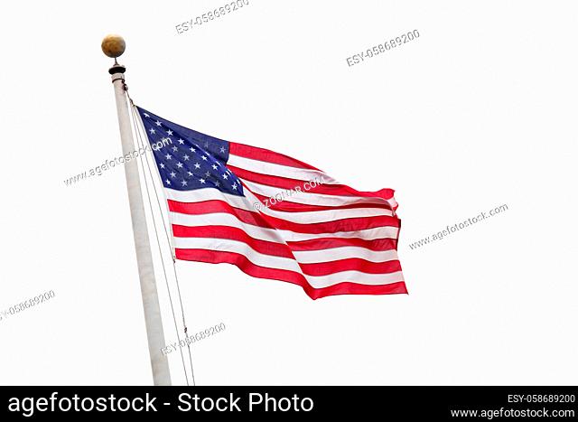 An image of the flag of the USA isolated on white sky background
