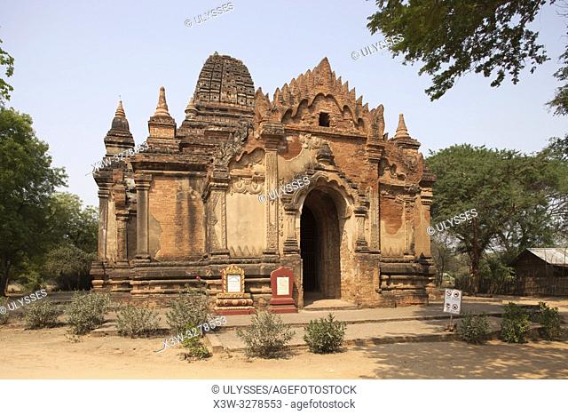 Gubyauknge temple, Old Bagan and Nyaung U village area, Mandalay region, Myanmar, Asia