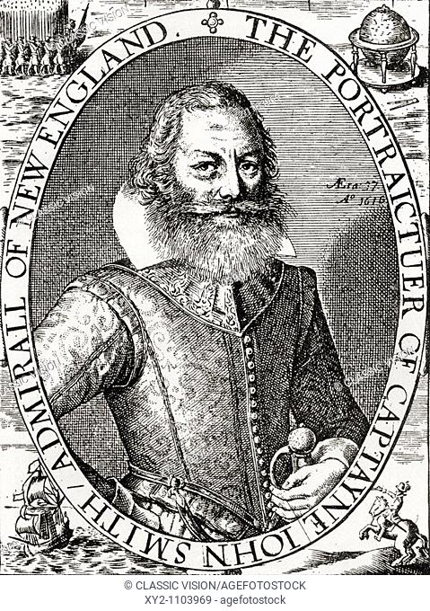 Captain John Smith c  1580 to 1631, from his 1614 map of New England  Admiral of New England was an English soldier, explorer