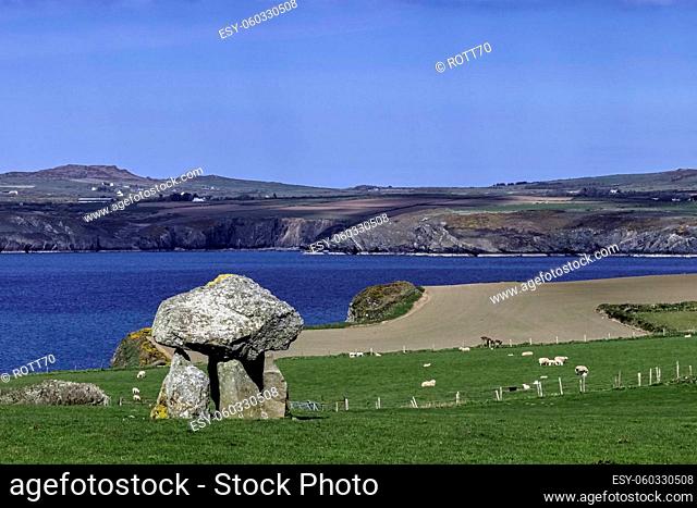 Carreg Samson known as Carreg Sampson, Samson's Stone, or the Longhouse - a 5000-year-old Neolithic dolmen located half a mile west of Abercastle near the...