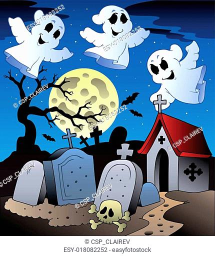 Halloween scenery with cemetery 2