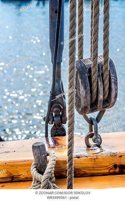 Rigging on the deck of an old sailing ship