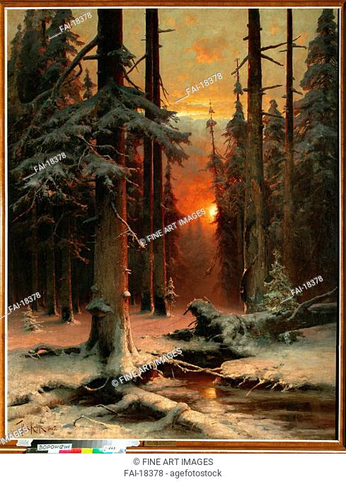 Snow in Forest. Klever, Juli Julievich (Julius), von (1850-1924). Oil on canvas. Realism. 1885. Regional I. Kramskoi Art Museum, Voronezh. 156, 5x120