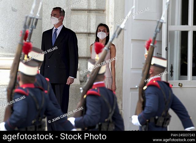 Madrid, Spain; 15.06.2021.- King Felipe VI and Queen Letizia at the official reception to Korean President Moon Jae-In and his wife Kim Jung-Sook on their state...