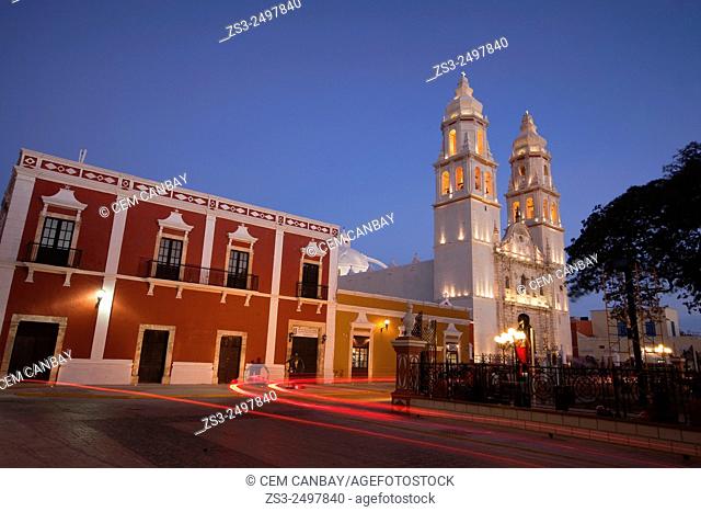 Catedral de Nuestra Senora de la Purisima Concepcion, Cathedral of Campeche at Zocalo in the historical center listed as World Heritage Site by Unesco