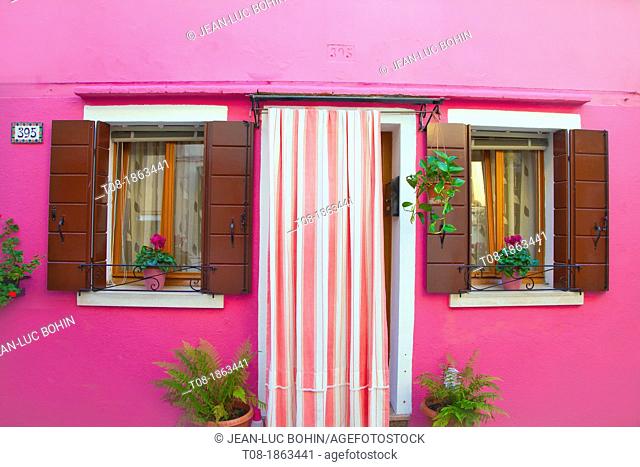 Italy, Venice, Burano: pink house