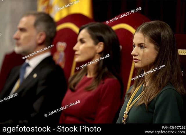 Madrid, España; 29.11.2023.- Rey, acompañado por la reina Letizia y la princesa de Asturias, abre la XV legislatura de España con un discurso en el Congreso de...