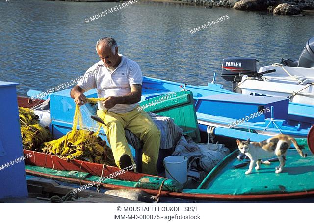 Fisherman, Loutra, Nisyros, Dodecanese, Greece, Europe