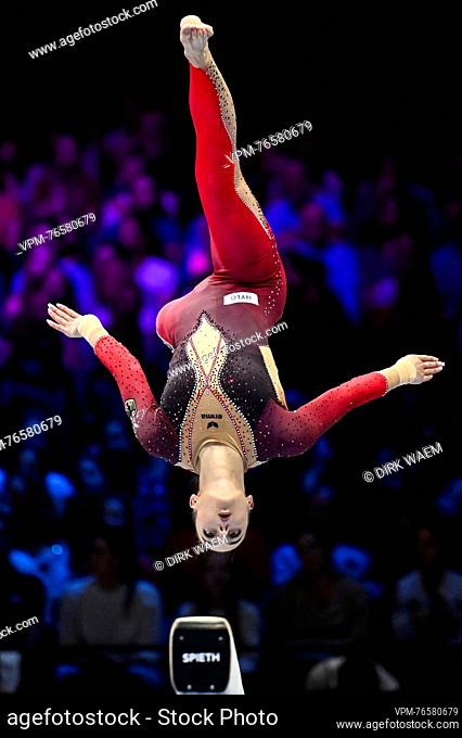 German Pauline Schaeffer-Betz pictured in action during the Women's Individual All-Around Final at the Artistic Gymnastics World Championships, in Antwerp