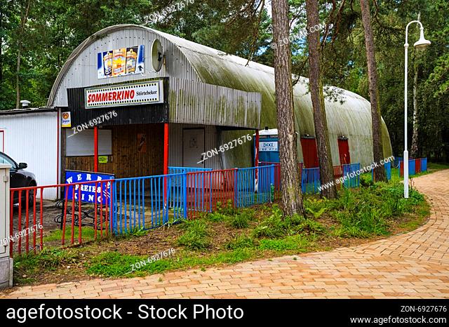 Cinema on camping ground, Baltic seaside resort of Prerow, Mecklenburg-Western Pomerania, Germany
