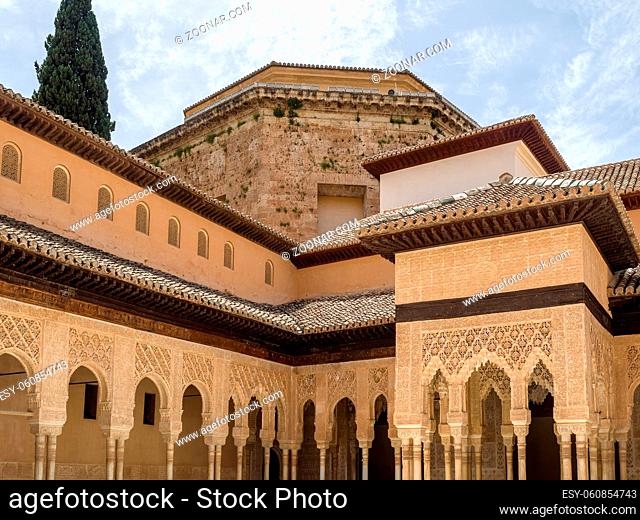 GRANADA, ANDALUCIA/SPAIN - MAY 7 : Part of the Alhambra Palace in Granada Andalucia Spain on May 7, 2014