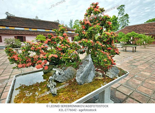Bonsai garden at the Thien Mu Pagoda. Hue, Vietnam